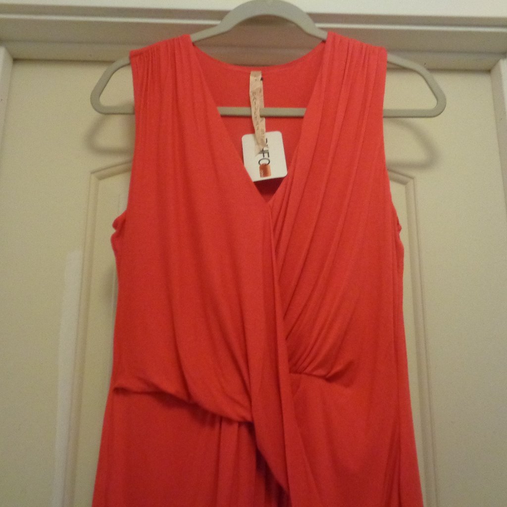 Bfho Nwt Greek Style Short Pink Red Draped Dress L — image 2 of 5